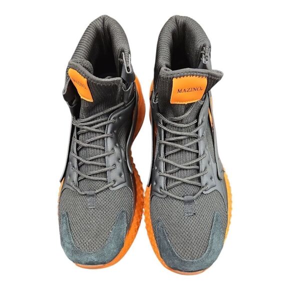 MAZINO MENS HIGH TOP AVENTURINE CHUNKY SNEAKER ORANGE ATHLEISURE CASUAL SHOES. - Picture 5 of 8